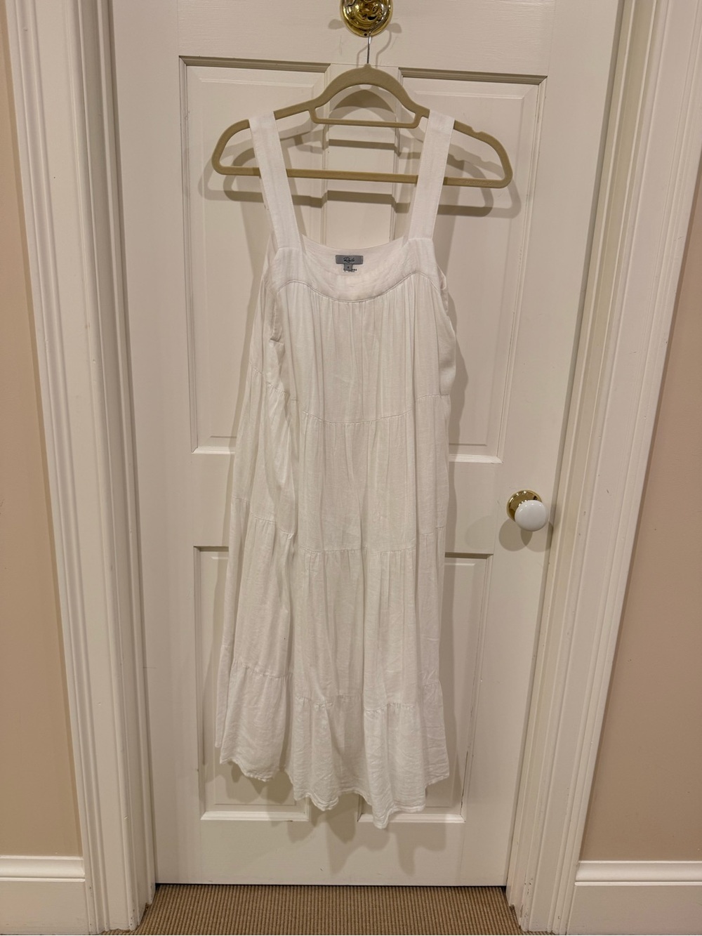 Rails White Tiered Midi Dress with Wide Straps